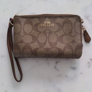 Coach Signature Brown Wristlet